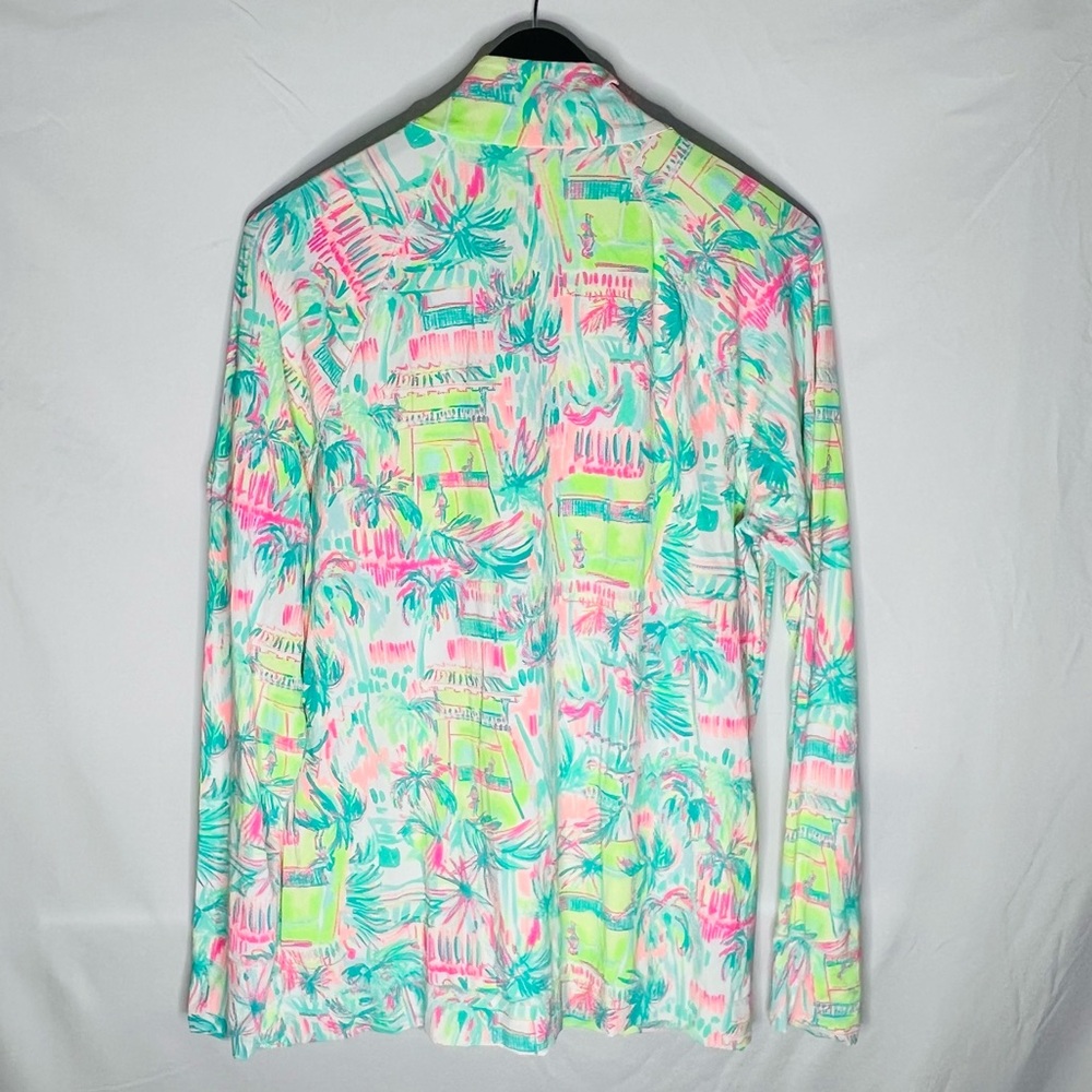 Lilly Pulitzer Luxletic Zip Up Jacket Palm Print XL Golf Tennis Activewear - Picture 3 of 4